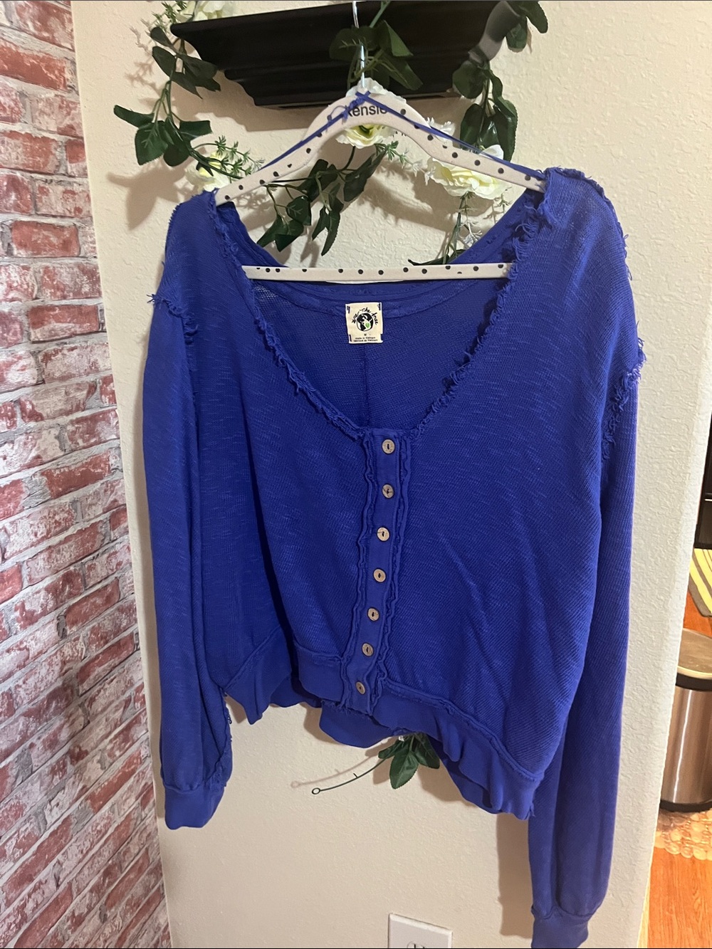 We The Free Cobalt Blue Button-Front Slub Cardigan